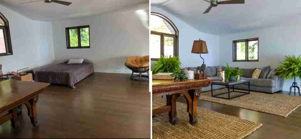 before and after cottage staging